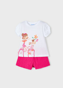 Mayoral - Meisje - Set - T-shirt + Short - 3211 - 89 - Magenta